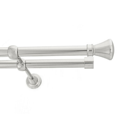 Toolty Double Metal Curtain Pole 19/19mm With Finials Rod Classic Brackets Liberty 290Cm Inox