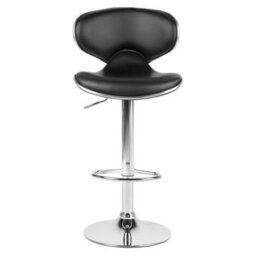 Beliani Glamour Bar Chairs Set Of 2 Black Faux Leather Swivel Gas Lift - Adjustable Counter Stools - thumbnail 1