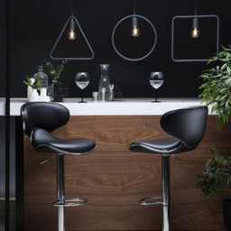 Beliani Glamour Bar Chairs Set Of 2 Black Faux Leather Swivel Gas Lift - Adjustable Counter Stools - thumbnail 2