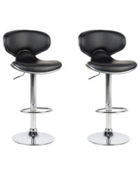 Beliani Glamour Bar Chairs Set Of 2 Black Faux Leather Swivel Gas Lift - Adjustable Counter Stools - thumbnail 3