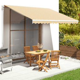 Walplus Replacement Fabric For Awning Garden Sun Shade Canopy Gazebo For Back Door, Porch, Patio Yellow And White 4.5X3.5 M
