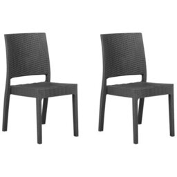 Beliani Set Of 2 Garden Chairs Fossano Synthetic Material Graphite Grey - thumbnail 1