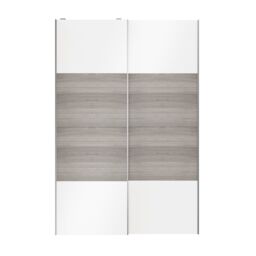 GoodHome Atomia Contemporary Panelled Without Mirror Doors Grey & White Oak Effect High Gloss 2 Door Sliding Wardrobe Door Kit (H)2250mm (W)1500mm - thumbnail 3