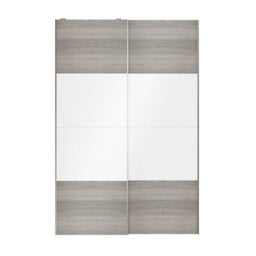 GoodHome Atomia Contemporary Panelled Without Mirror Doors Grey & White Oak Effect High Gloss 2 Door Sliding Wardrobe Door Kit (H)2250mm (W)1500mm - thumbnail 1