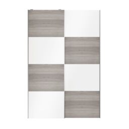 GoodHome Atomia Contemporary Panelled Without Mirror Doors Grey & White Oak Effect High Gloss 2 Door Sliding Wardrobe Door Kit (H)2250mm (W)1500mm - thumbnail 4