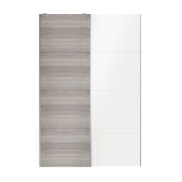 GoodHome Atomia Contemporary Panelled Without Mirror Doors Grey & White Oak Effect High Gloss 2 Door Sliding Wardrobe Door Kit (H)2250mm (W)1500mm - thumbnail 2