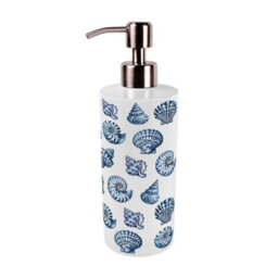 Purely Home Blue Seashells Stainless Steel Soap Dispenser - Pump Action Refillable Bathroom & Kitchen Décor