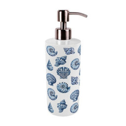 Purely Home Blue Seashells Stainless Steel Soap Dispenser - Pump Action Refillable Bathroom & Kitchen Décor - thumbnail 4