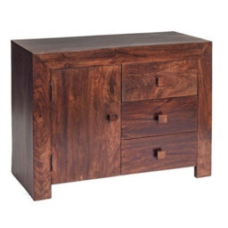 Wyld Haus Phuket Dark Mango Wood Sideboard, 3 Drawers And 1 Door, Medium - thumbnail 3