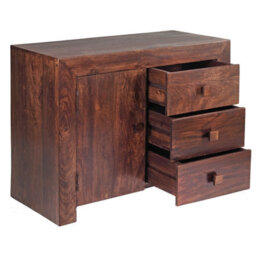 Wyld Haus Phuket Dark Mango Wood Sideboard, 3 Drawers And 1 Door, Medium - thumbnail 4