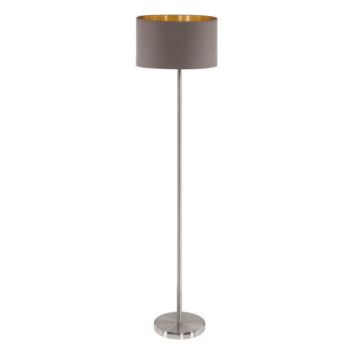 Elegant Satin Nickel Floor Lamp With Cappuccino Gold Shade And Pedal Switch - image 1