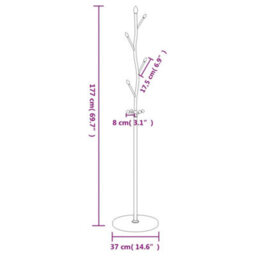 Vidaxl Coat Stand White 177 Cm Powder-Coated Iron - thumbnail 3