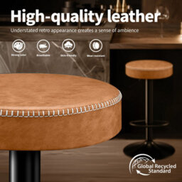 "Stoolink Breakfast Bar Stools Set Of 2, Backless Swivel With Footrest, Adjustable 25.8""-33.7"" Microfiber Leather - Brown" - thumbnail 6