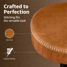 "Stoolink Breakfast Bar Stools Set Of 2, Backless Swivel With Footrest, Adjustable 25.8""-33.7"" Microfiber Leather - Brown" - thumbnail 5