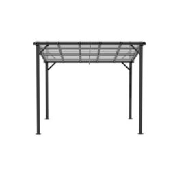 Thehotsale Outdoor Pergola Garden Pergola Wall-Mounted Metal Canopy With Tilted Roof, Grey - thumbnail 4