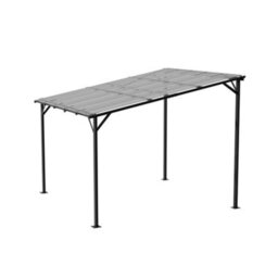 Thehotsale Outdoor Pergola Garden Pergola Wall-Mounted Metal Canopy With Tilted Roof, Grey - thumbnail 5