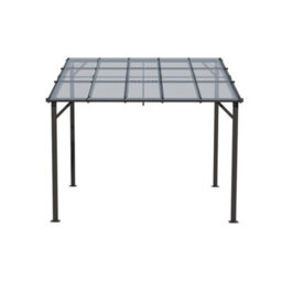 Thehotsale Outdoor Pergola Garden Pergola Wall-Mounted Metal Canopy With Tilted Roof, Grey - thumbnail 3