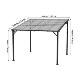 Thehotsale Outdoor Pergola Garden Pergola Wall-Mounted Metal Canopy With Tilted Roof, Grey - thumbnail 8