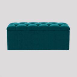 180Cm Luna Chesterfield Ottoman Storage Box - Emerald Green Plush Velvet Upholstered Blanket Box - thumbnail 1