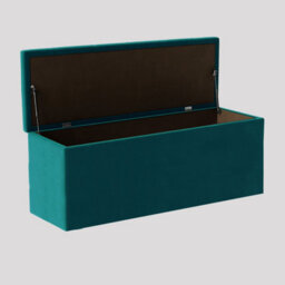 180Cm Luna Chesterfield Ottoman Storage Box - Emerald Green Plush Velvet Upholstered Blanket Box - thumbnail 2