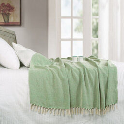 Ehc Luxury Reversible Super Soft Cotton Diamond Large Throw For Sofa, Double Bed, Armchair - Green, 150 X 200 Cm - thumbnail 4