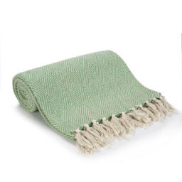 Ehc Luxury Reversible Super Soft Cotton Diamond Large Throw For Sofa, Double Bed, Armchair - Green, 150 X 200 Cm - thumbnail 5