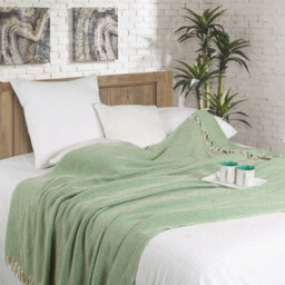 Ehc Luxury Reversible Super Soft Cotton Diamond Large Throw For Sofa, Double Bed, Armchair - Green, 150 X 200 Cm - thumbnail 3