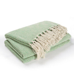 Ehc Luxury Reversible Super Soft Cotton Diamond Large Throw For Sofa, Double Bed, Armchair - Green, 150 X 200 Cm - thumbnail 1