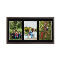 AK Frames 40X20Cm Walnut Sleek Multi Photo Frame With Black Mount - Holds 3 Apertures (3X) 6X4 Photos