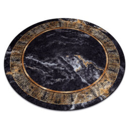 RugsX Miro 51199.806 Circle Washing Carpet Marble, Greek Anti-Slip - Black /  Circle 200 Cm - thumbnail 1