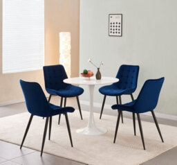 Mof Home Velvet Dining Chairs Set Of 4 Kitchen Chairs Dining Room Lounge Reception Chairs With Metal Legs (Navy) - thumbnail 2