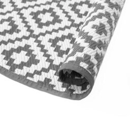 OHS Outdoor Rug Garden Geometric Waterproof Area Mat, Grey White - 170Cm - thumbnail 2