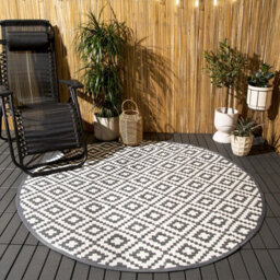 OHS Outdoor Rug Garden Geometric Waterproof Area Mat, Grey White - 170Cm - thumbnail 5