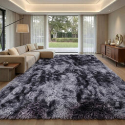 Fluffy Soft Carpet Large Shaggy Rug Anti-Slip Bedroom Living Room Floor Mats Dark Grey 200X300Cm - thumbnail 1