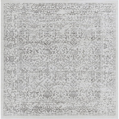 Livabliss Square Roma-Vintage Off-White Grey Charcoal Traditional Boho Living Dining Bedroom Rug 200 X 200 Cm Easy Care, Non Shedding - image 1