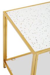Orsina Glass And Gold Frame Side Table, Modern Side Table With Terrazzo Effect, Sleek And Contemporary Side Table - thumbnail 6