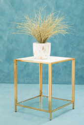 Orsina Glass And Gold Frame Side Table, Modern Side Table With Terrazzo Effect, Sleek And Contemporary Side Table - thumbnail 5