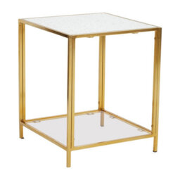 Orsina Glass And Gold Frame Side Table, Modern Side Table With Terrazzo Effect, Sleek And Contemporary Side Table - thumbnail 2
