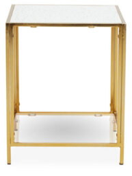 Orsina Glass And Gold Frame Side Table, Modern Side Table With Terrazzo Effect, Sleek And Contemporary Side Table