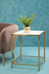 Orsina Glass And Gold Frame Side Table, Modern Side Table With Terrazzo Effect, Sleek And Contemporary Side Table - thumbnail 4