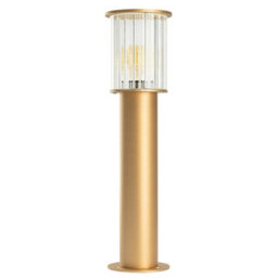 Luminosa Lighting Luminosa Norfolk 52Cm Outdoor Bollard Gold, Clear Glass E27, Ip44 - thumbnail 3