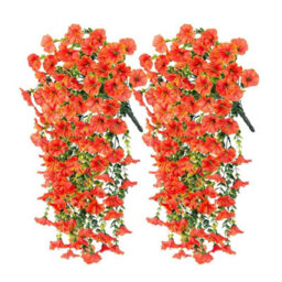 Artificial Petunia Flowers For Outdoor Use, 2 Pieces Faux Petunias, Hanging Artificial Flowers, Uv Resistant For Balcony, Porch - thumbnail 1
