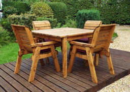 Charles Taylor Trading Four Seater Square Table Set With Cushions - W230 X D230 X H98 - Fully Assembled - Burgundy