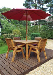 Charles Taylor Trading Four Seater Square Table Set With Cushions - W230 X D230 X H98 - Fully Assembled - Burgundy - thumbnail 2