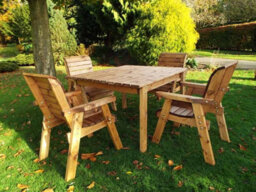 Charles Taylor Trading Four Seater Square Table Set With Cushions - W230 X D230 X H98 - Fully Assembled - Burgundy - thumbnail 6