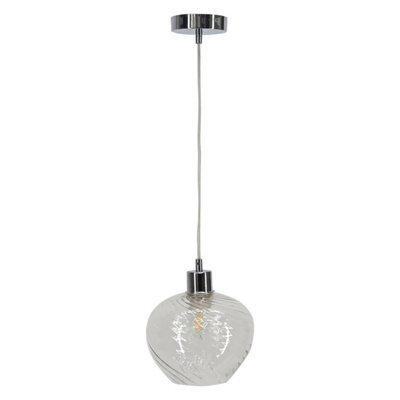 First Choice Lighting Bradson - Clear Swirl Glass With Chrome Pendant Fitting - image 1