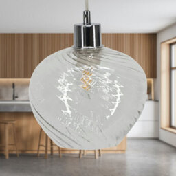 First Choice Lighting Bradson - Clear Swirl Glass With Chrome Pendant Fitting - thumbnail 3