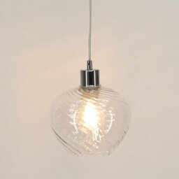 First Choice Lighting Bradson - Clear Swirl Glass With Chrome Pendant Fitting - thumbnail 6