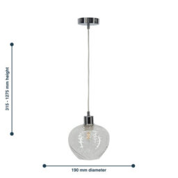First Choice Lighting Bradson - Clear Swirl Glass With Chrome Pendant Fitting - thumbnail 8
