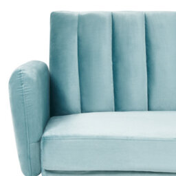 Wyld And Coco Velvetluxe Sofa Bed Light Blue - 3-Seater Convertible Sleeper, Glam Modern - thumbnail 7